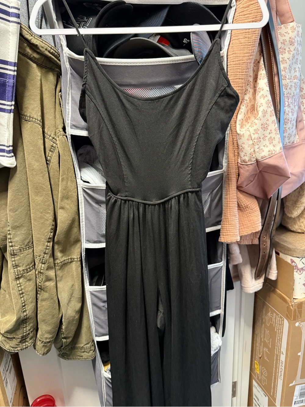 Sleek Black Spaghetti Strap Wide-Leg Jumpsuit